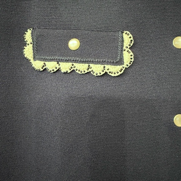 Sandro Navy A-Line Skirt with White Accents and Beaded Trim - Picture 6 of 6